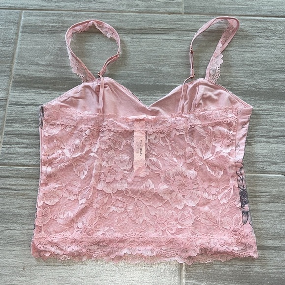 Victoria’s Secret Pink Grey Modal & Lace Cropped Cami Set Medium tank boyshorts - Picture 8 of 11